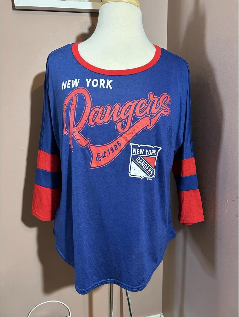 NHL 4Her New York Rangers Raglan Sleeve T Shirt Womens XL
